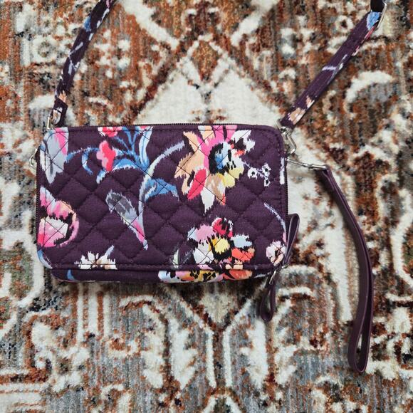Vera Bradley Indiana Rose All In One Crossbody Adjustable Purple Maroon Floral - Picture 7 of 12